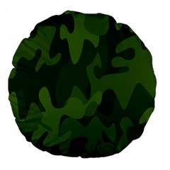 Green Camouflage, Camouflage Backgrounds, Green Fabric Large 18  Premium Flano Round Cushions