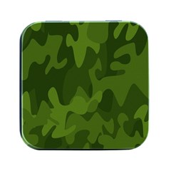 Green Camouflage, Camouflage Backgrounds, Green Fabric Square Metal Box (black) by nateshop