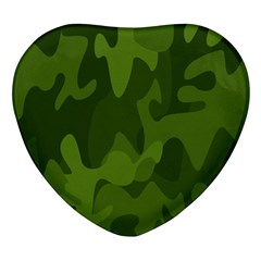 Green Camouflage, Camouflage Backgrounds, Green Fabric Heart Glass Fridge Magnet (4 Pack) by nateshop