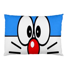 Doraemon Face, Anime, Blue, Cute, Japan Pillow Case (two Sides) by nateshop