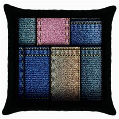 Jeans, Background, Color, Desenho, Shapes, Texture Throw Pillow Case (black) by nateshop