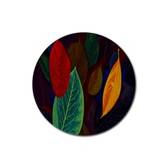 Leaves, Colorful, Desenho, Falling, Rubber Round Coaster (4 Pack) by nateshop