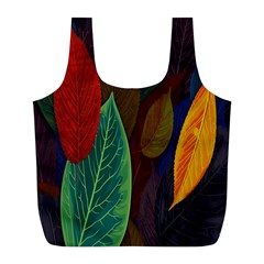 Leaves, Colorful, Desenho, Falling, Full Print Recycle Bag (l)