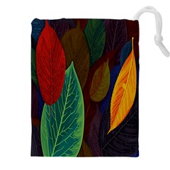 Leaves, Colorful, Desenho, Falling, Drawstring Pouch (5xl) by nateshop