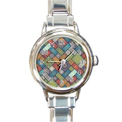 Mandala Pattern Abstract , Mandala, Pattern, Abstract Round Italian Charm Watch