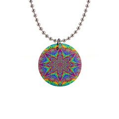 Mandala, Pattern, Abstraction, Colorful, Hd Phone 1  Button Necklace by nateshop