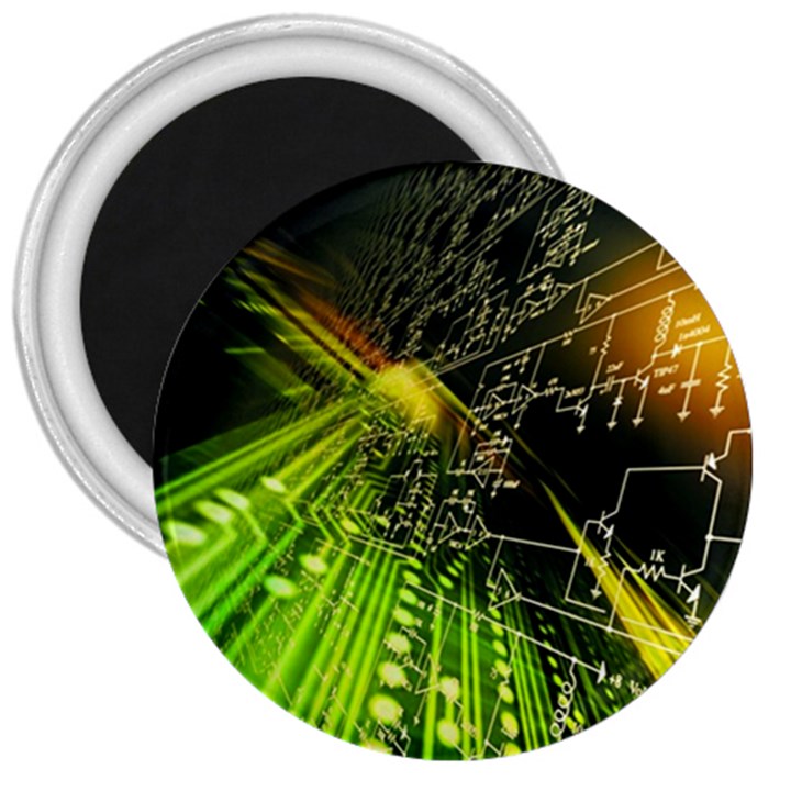 Machine Technology Circuit Electronic Computer Technics Detail Psychedelic Abstract Pattern 3  Magnets