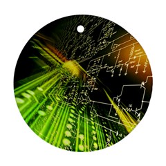Machine Technology Circuit Electronic Computer Technics Detail Psychedelic Abstract Pattern Ornament (Round)