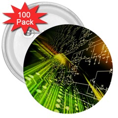 Machine Technology Circuit Electronic Computer Technics Detail Psychedelic Abstract Pattern 3  Buttons (100 pack) 