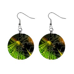 Machine Technology Circuit Electronic Computer Technics Detail Psychedelic Abstract Pattern Mini Button Earrings