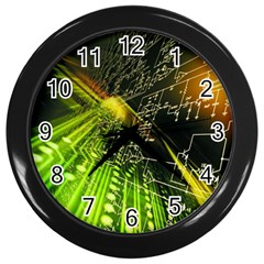 Machine Technology Circuit Electronic Computer Technics Detail Psychedelic Abstract Pattern Wall Clock (Black)