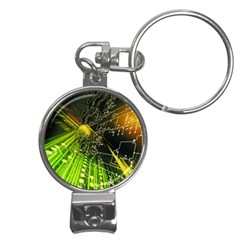 Machine Technology Circuit Electronic Computer Technics Detail Psychedelic Abstract Pattern Nail Clippers Key Chain