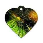 Machine Technology Circuit Electronic Computer Technics Detail Psychedelic Abstract Pattern Dog Tag Heart (Two Sides) Back