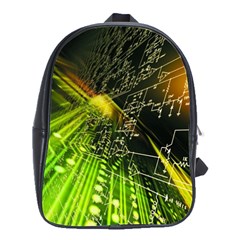 Machine Technology Circuit Electronic Computer Technics Detail Psychedelic Abstract Pattern School Bag (Large)