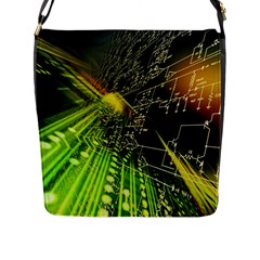 Machine Technology Circuit Electronic Computer Technics Detail Psychedelic Abstract Pattern Flap Closure Messenger Bag (L)