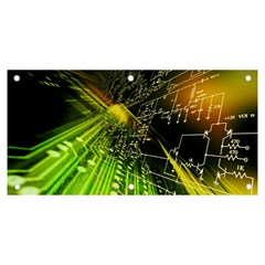 Machine Technology Circuit Electronic Computer Technics Detail Psychedelic Abstract Pattern Banner and Sign 6  x 3 