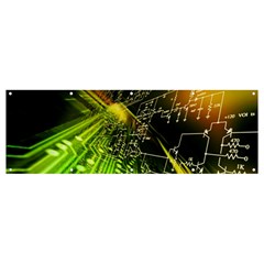 Machine Technology Circuit Electronic Computer Technics Detail Psychedelic Abstract Pattern Banner and Sign 12  x 4 