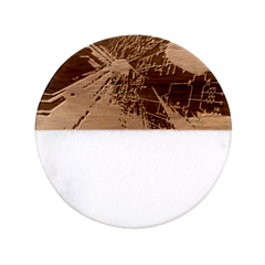 Machine Technology Circuit Electronic Computer Technics Detail Psychedelic Abstract Pattern Classic Marble Wood Coaster (Round) 