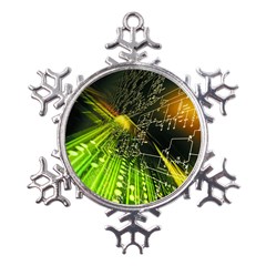 Machine Technology Circuit Electronic Computer Technics Detail Psychedelic Abstract Pattern Metal Large Snowflake Ornament