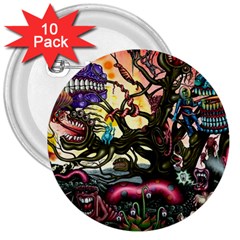 Psychedelic Funky Trippy 3  Buttons (10 Pack) 