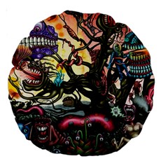 Psychedelic Funky Trippy Large 18  Premium Round Cushions