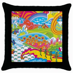 Vintage 1960s Psychedelic Throw Pillow Case (black) by Sarkoni