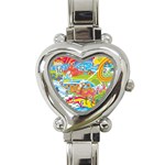 Vintage 1960s Psychedelic Heart Italian Charm Watch Front