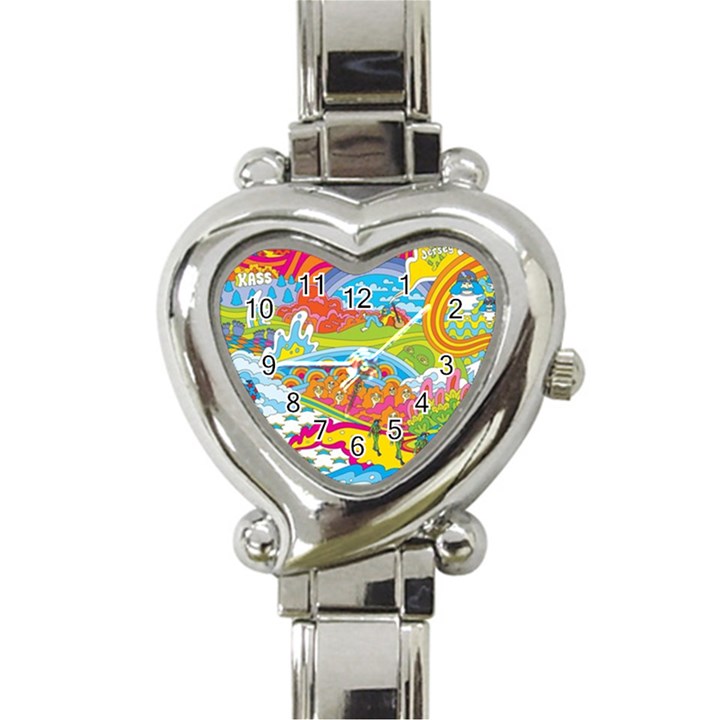 Vintage 1960s Psychedelic Heart Italian Charm Watch