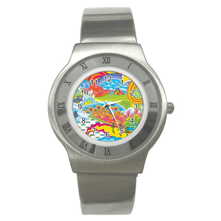 Vintage 1960s Psychedelic Stainless Steel Watch