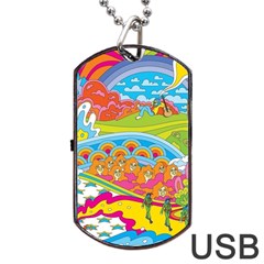 Vintage 1960s Psychedelic Dog Tag Usb Flash (one Side) by Sarkoni