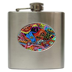 Psychedelic Trippy Hippie  Weird Art Hip Flask (6 Oz)