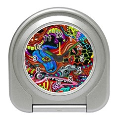 Psychedelic Trippy Hippie  Weird Art Travel Alarm Clock by Sarkoni