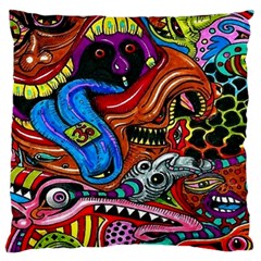 Psychedelic Trippy Hippie  Weird Art Large Cushion Case (two Sides)