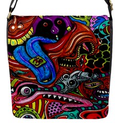 Psychedelic Trippy Hippie  Weird Art Flap Closure Messenger Bag (s)