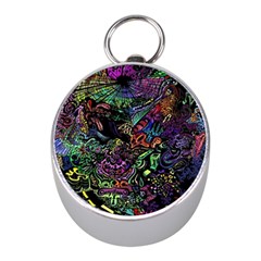 Trippy Dark Psychedelic Mini Silver Compasses