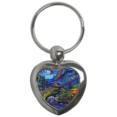 Psychedelic Landscape Key Chain (Heart)