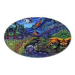 Psychedelic Landscape Oval Magnet