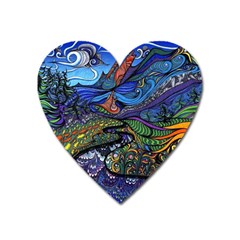 Psychedelic Landscape Heart Magnet