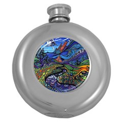 Psychedelic Landscape Round Hip Flask (5 Oz)