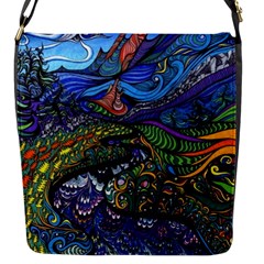 Psychedelic Landscape Flap Closure Messenger Bag (s)