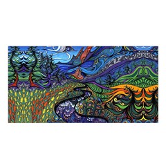 Psychedelic Landscape Satin Shawl 45  x 80 