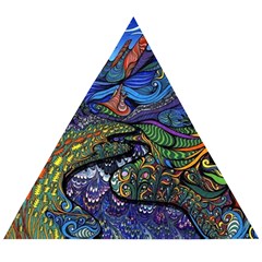 Psychedelic Landscape Wooden Puzzle Triangle