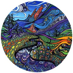 Psychedelic Landscape Wooden Puzzle Round