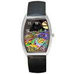 Nature Moon Psychedelic Painting Barrel Style Metal Watch Front