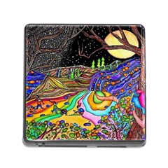 Nature Moon Psychedelic Painting Memory Card Reader (square 5 Slot)