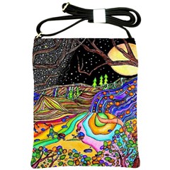 Nature Moon Psychedelic Painting Shoulder Sling Bag