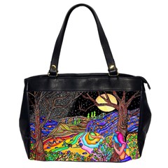 Nature Moon Psychedelic Painting Oversize Office Handbag (2 Sides)