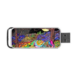 Nature Moon Psychedelic Painting Portable Usb Flash (one Side)