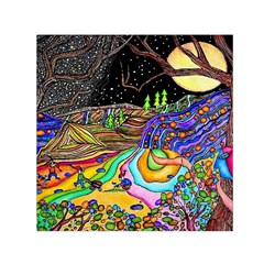 Nature Moon Psychedelic Painting Square Satin Scarf (30  X 30 )