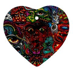 Somewhere Near Oblivion Nightmares Acid Colors Psychedelic Heart Ornament (two Sides)